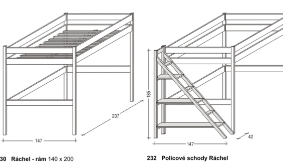 RÁCHEL palanda s policovými schody
